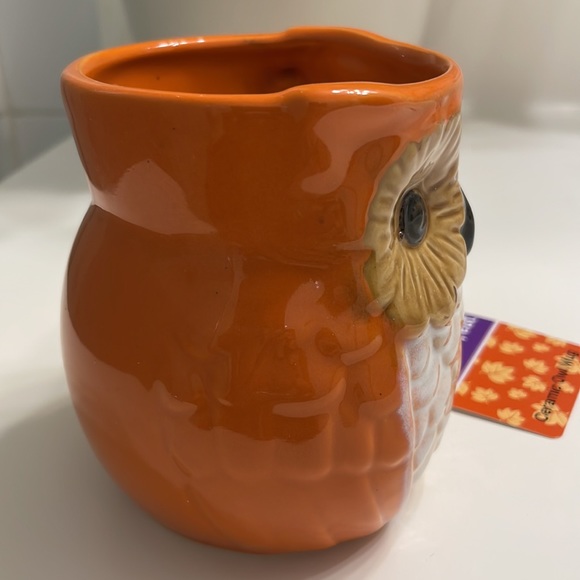 NEW ! Fall Fest Ceramic Figural owl coffee Mug Tea cup spice Orange Brown - Picture 2 of 8
